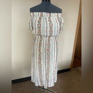 White floral off the shoulder dress